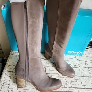 8N Softwalk Katia Taupe Tall Boots Like-New Condition
